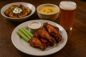 A cozy small-town dining scene capturing the warm, lively atmosphere found at places like Kevin’s Sports Pub Bennington.