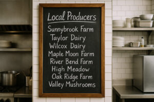 A cozy small-town dining scene capturing the warm, lively atmosphere found at places like Kevin’s Sports Pub Bennington.