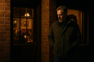 A cozy small-town dining scene capturing the warm, lively atmosphere found at places like Kevin’s Sports Pub Bennington.