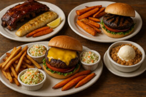 A cozy small-town dining scene capturing the warm, lively atmosphere found at places like Kevin’s Sports Pub Bennington.