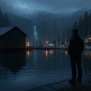 Secluded cascade flowing through mossy rocks and forest greenery, one of the hidden waterfalls near Port Ludlow, Washington.
