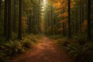Golfers enjoying a sunny afternoon at Port Ludlow Golf and Recreation with forested hills and marina views in the background.