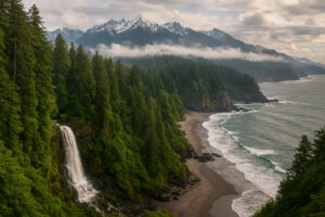 Scenic coastal road and forested landscape perfect for exploring scenic day trips from Port Ludlow, Washington.