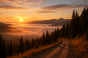 Scenic coastal road and forested landscape perfect for exploring scenic day trips from Port Ludlow, Washington.