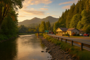 Scenic coastal road and forested landscape perfect for exploring scenic day trips from Port Ludlow, Washington.