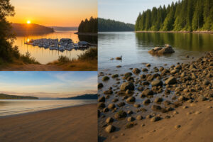 Scenic coastal road and forested landscape perfect for exploring scenic day trips from Port Ludlow, Washington.