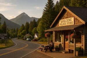 Scenic coastal road and forested landscape perfect for exploring scenic day trips from Port Ludlow, Washington.