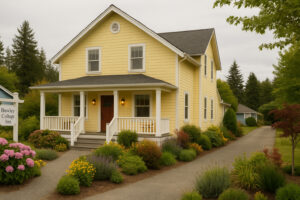 Waterfront view of the marina and the Inn at Port Ludlow, one of the best hotels in Port Ludlow, Washington.