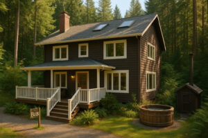 Waterfront view of the marina and the Inn at Port Ludlow, one of the best hotels in Port Ludlow, Washington.