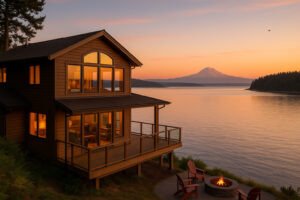 Waterfront view of the marina and the Inn at Port Ludlow, one of the best hotels in Port Ludlow, Washington.