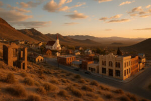 Visitors exploring historic and cultural experiences in Nevada, including old mining towns, museums, and Native heritage sites under desert skies