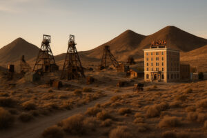 Visitors exploring historic and cultural experiences in Nevada, including old mining towns, museums, and Native heritage sites under desert skies