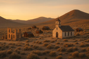 Visitors exploring historic and cultural experiences in Nevada, including old mining towns, museums, and Native heritage sites under desert skies