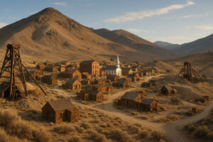 Visitors exploring historic and cultural experiences in Nevada, including old mining towns, museums, and Native heritage sites under desert skies