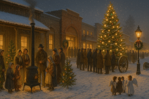 Locals enjoying festive traditions in Northern Nevada towns with holiday lights, music, and winter street celebrations