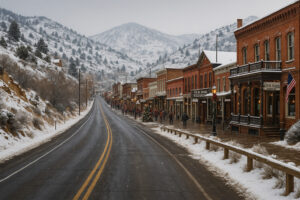 Locals enjoying festive traditions in Northern Nevada towns with holiday lights, music, and winter street celebrations
