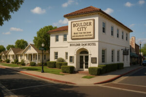 Scenic desert highway winding through red rock landscapes and mountain views during a Southern Nevada road trip.