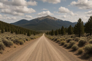 Abandoned wooden buildings and desert landscape representing White Pine County ghost towns in Nevada&rsquo;s historic mining region.