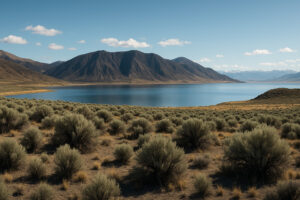 Open desert highway and mountain vistas capturing the beauty of historic drives between Reno and Las Vegas along Nevada&rsquo;s scenic routes