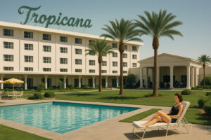 Neon lights and classic signs from vintage casinos Las Vegas history, showcasing the golden era of the Strip in the mid-20th century.
