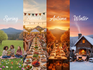 Overcast sky and quiet street scene showing changing north bennington weather in early morning