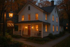 Elegant exterior view of Woodstock Inn and Resort with landscaped gardens and classic Vermont architecture