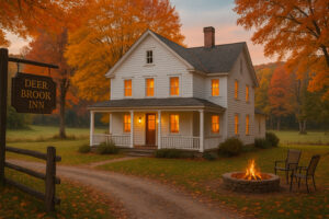 Elegant exterior view of Woodstock Inn and Resort with landscaped gardens and classic Vermont architecture