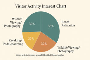 Secluded white sand shoreline and calm turquoise water showing Hidden Gulf Shores Beaches at sunset