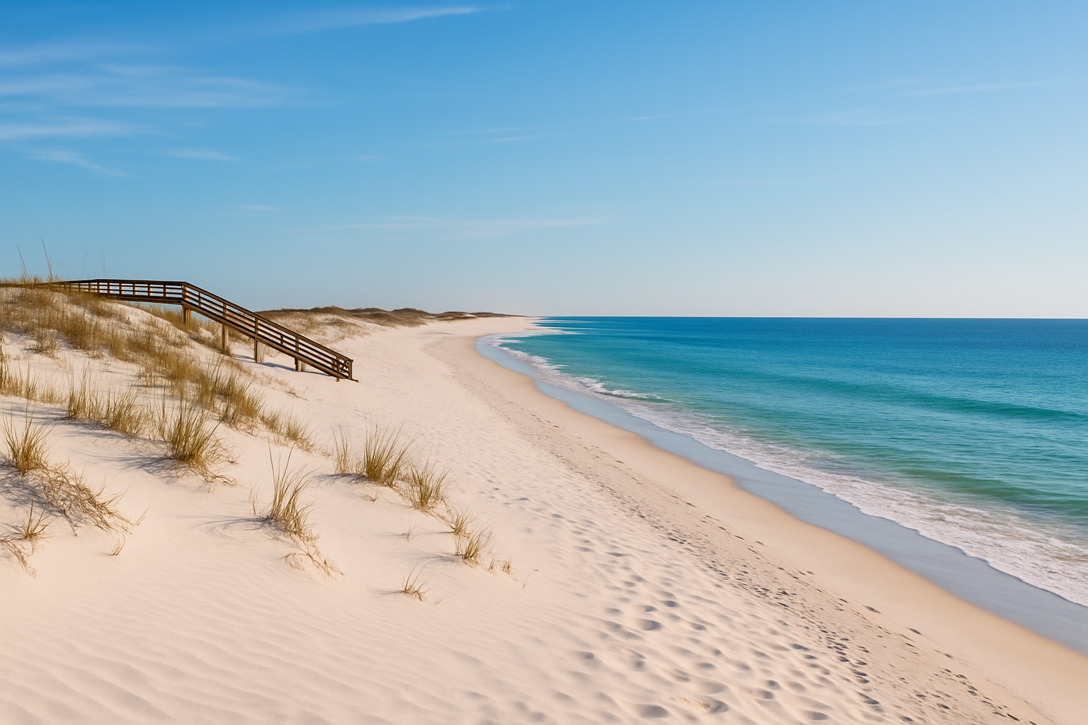  Johnson Beach (Perdido Key) offers pristine white sands and peaceful shoreline, making it a serene escape among Hidden Beaches in Gulf Shores.