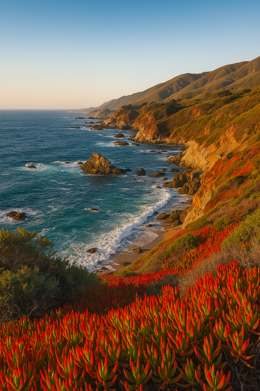 Garrapata State Park Vista showcasing rugged coastal cliffs and wildflowers, a serene viewpoint among the best spots in Big Sur.