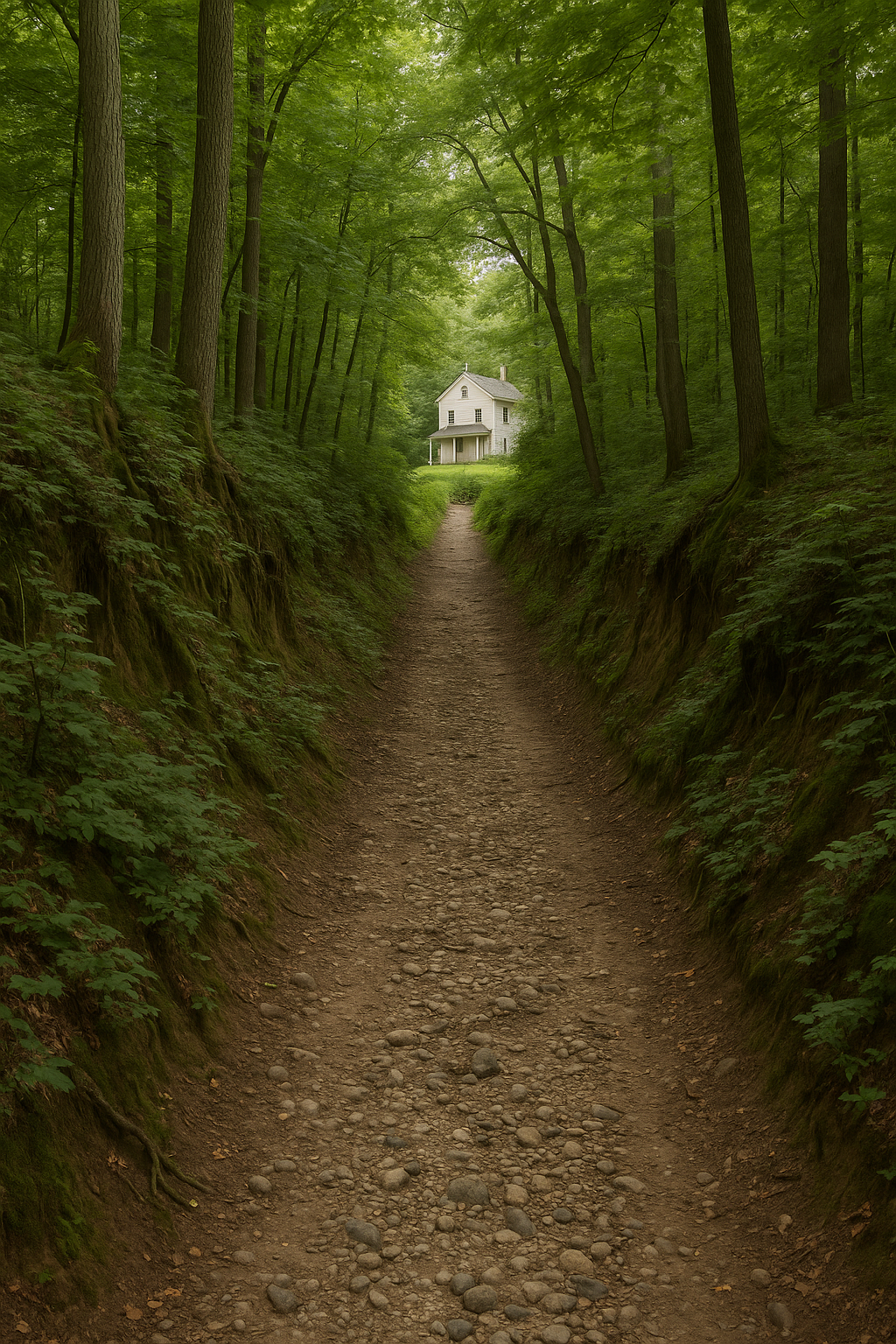  A scenic wooded trail in Ohio symbolizing the Underground Railroad route, reflecting the powerful legacy of Hidden Historic Trails in the Midwest: Discover America’s Forgotten Pathways.
