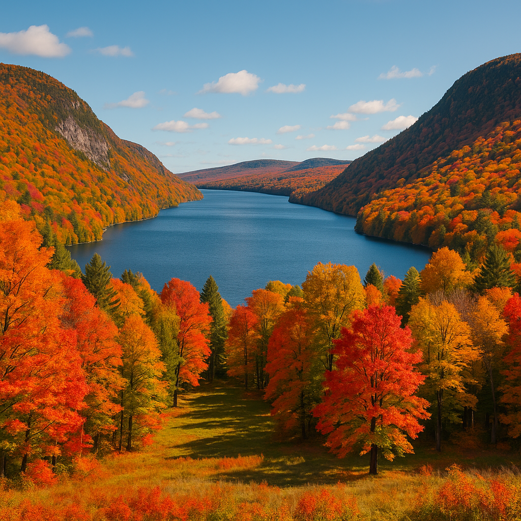 A winding Vermont road surrounded by peak autumn foliage—one of the top photography hotspots and must-see things to do in Vermont in the fall.
