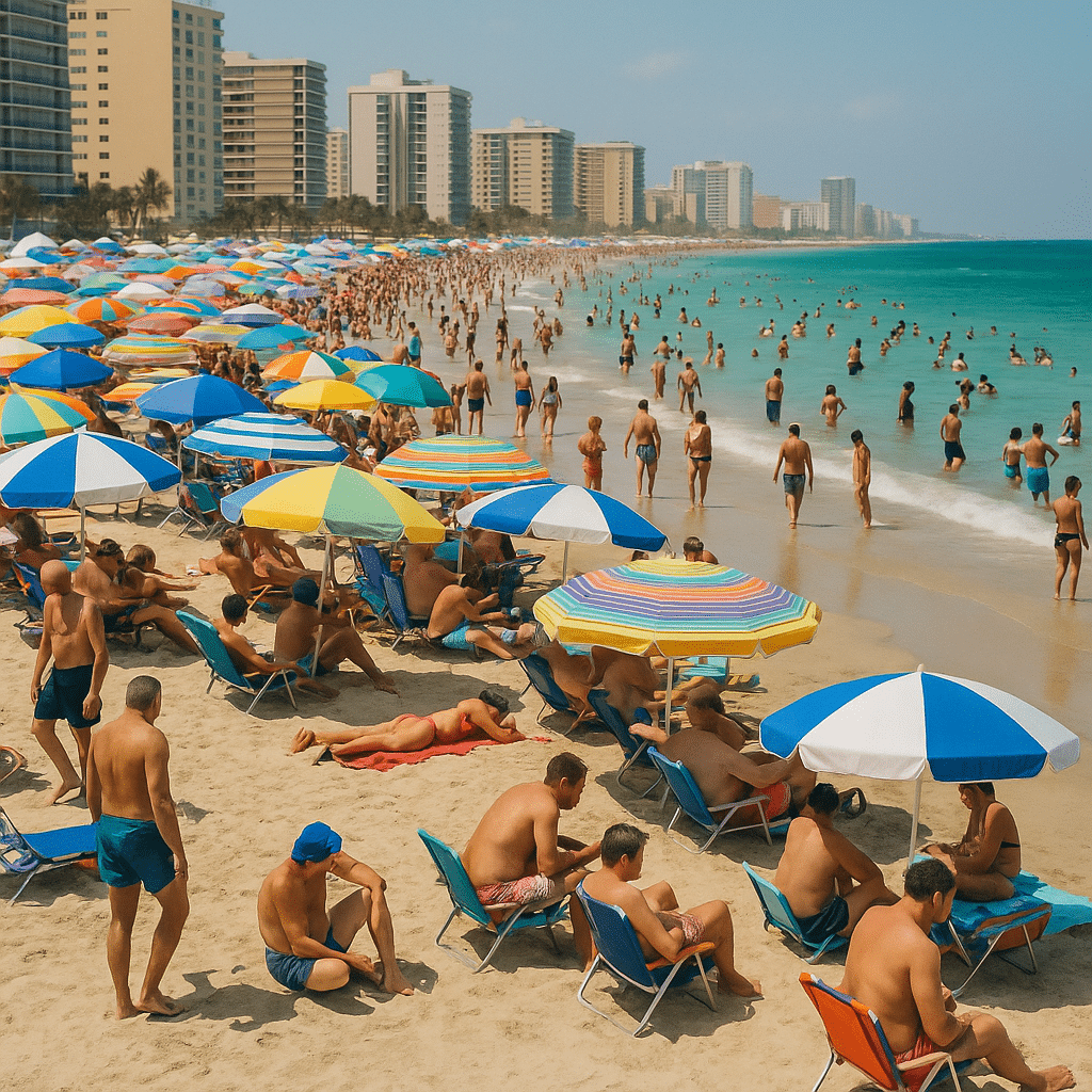 A crowded shoreline full of umbrellas and tourists, illustrating Why People are Skipping the Famous Beaches (And You Should Too).