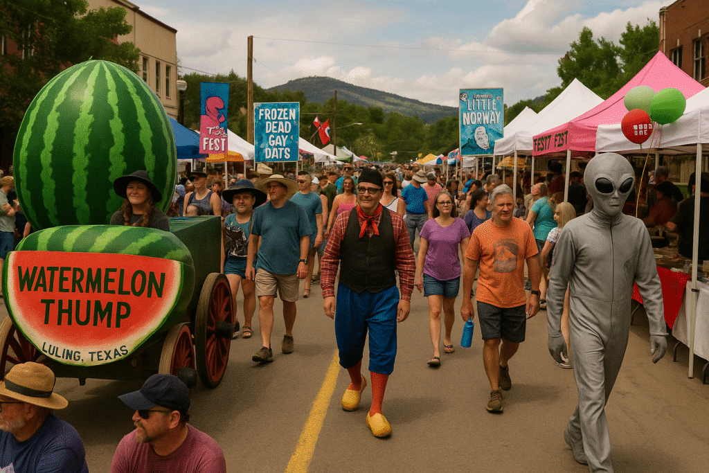 Top 10 Unique Small-Town Celebrations You’ve Gotta Experience with quirky parades, costumes, food stalls, and vibrant community vibes.