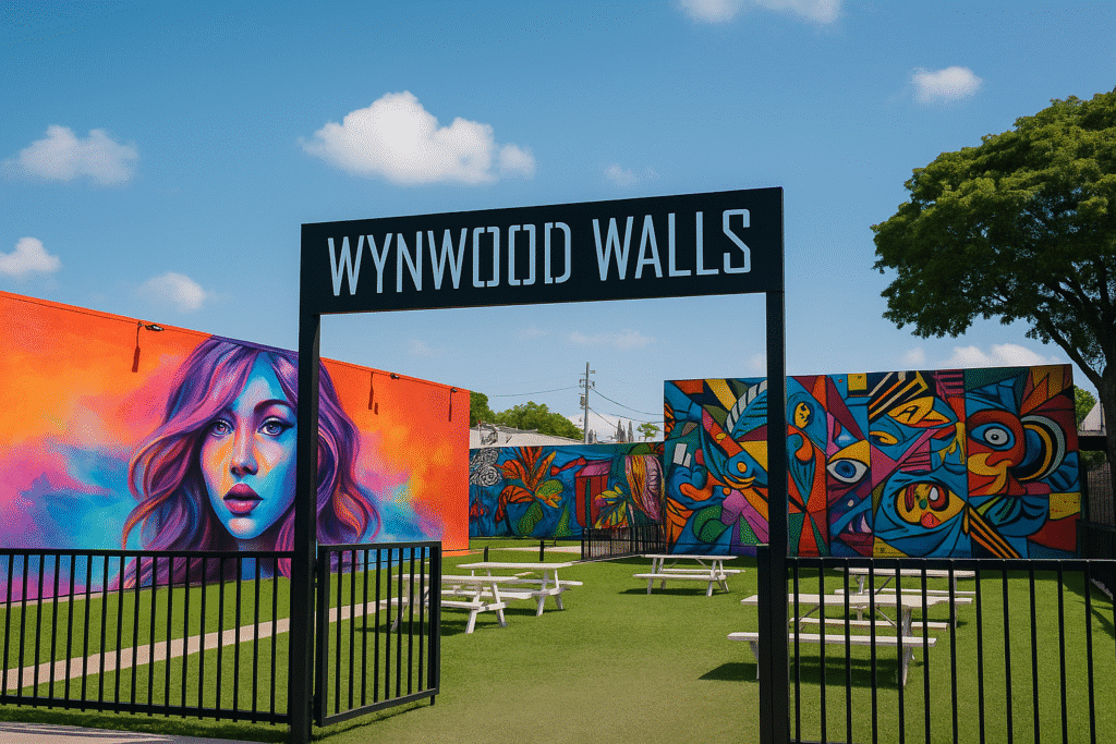 Colorful murals and open-air art displays at Wynwood Walls, one of the top free things to do in Miami.