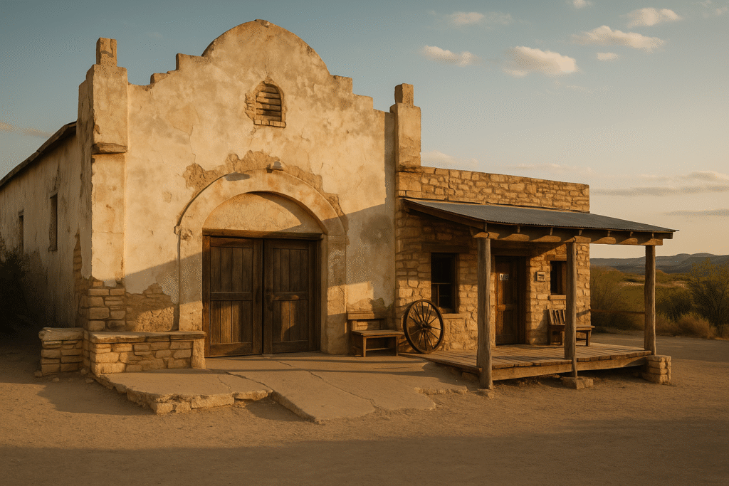 Historic Starlight Theatre in Terlingua, showcasing the rustic charm of The Ghost Town That’s Still Alive.