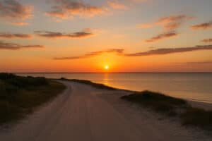 Sunset view from Airport Road on Ocracoke Island overlooking Pamlico Sound